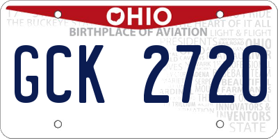 OH license plate GCK2720