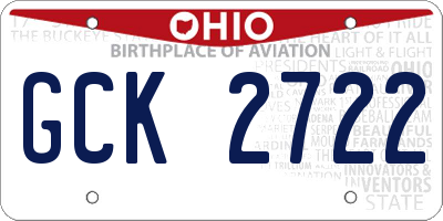 OH license plate GCK2722