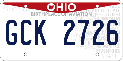 OH license plate GCK2726