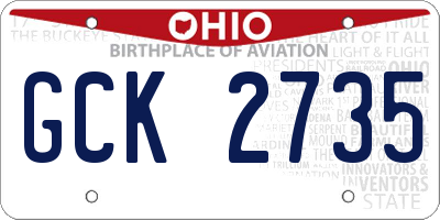 OH license plate GCK2735