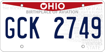 OH license plate GCK2749
