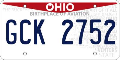 OH license plate GCK2752