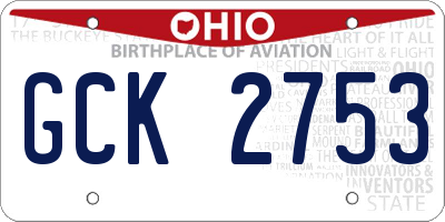 OH license plate GCK2753