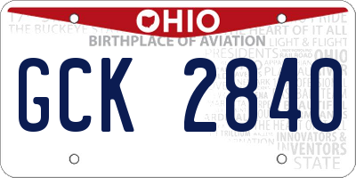 OH license plate GCK2840