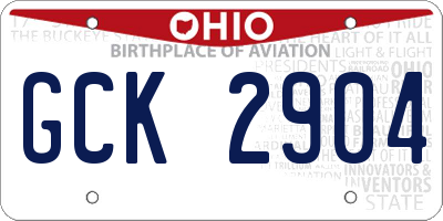 OH license plate GCK2904