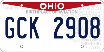 OH license plate GCK2908