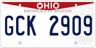 OH license plate GCK2909