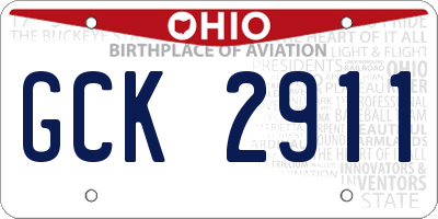 OH license plate GCK2911