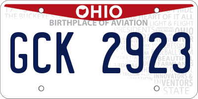 OH license plate GCK2923