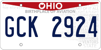 OH license plate GCK2924