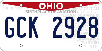 OH license plate GCK2928
