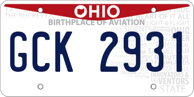 OH license plate GCK2931