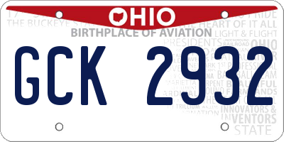 OH license plate GCK2932