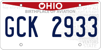 OH license plate GCK2933