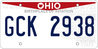 OH license plate GCK2938