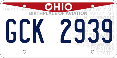 OH license plate GCK2939