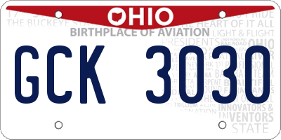 OH license plate GCK3030