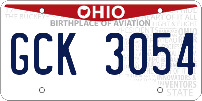 OH license plate GCK3054