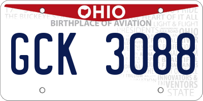 OH license plate GCK3088