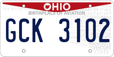 OH license plate GCK3102