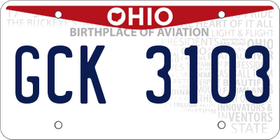 OH license plate GCK3103