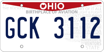 OH license plate GCK3112