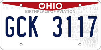 OH license plate GCK3117