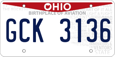 OH license plate GCK3136