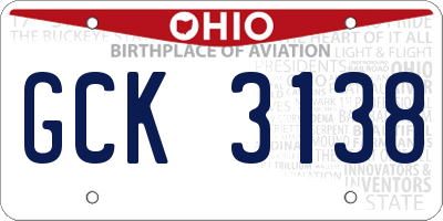 OH license plate GCK3138