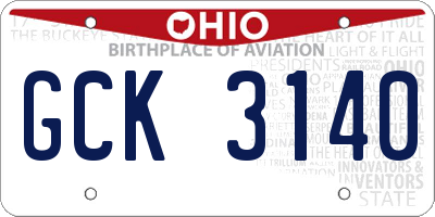 OH license plate GCK3140