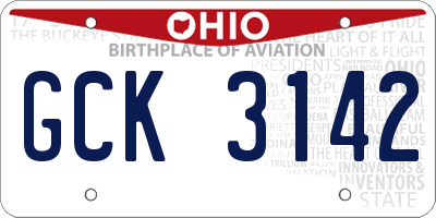 OH license plate GCK3142