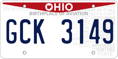 OH license plate GCK3149