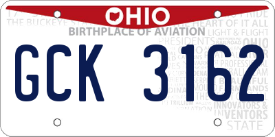 OH license plate GCK3162