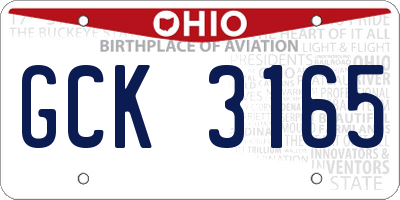 OH license plate GCK3165