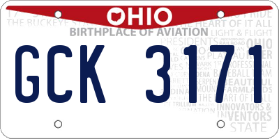 OH license plate GCK3171