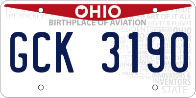 OH license plate GCK3190