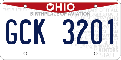 OH license plate GCK3201