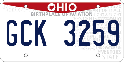 OH license plate GCK3259