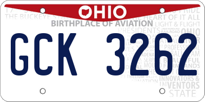 OH license plate GCK3262