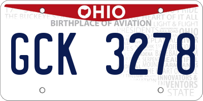 OH license plate GCK3278
