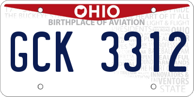 OH license plate GCK3312
