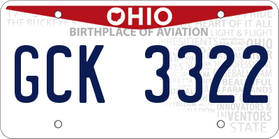 OH license plate GCK3322