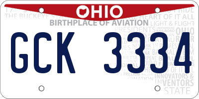 OH license plate GCK3334