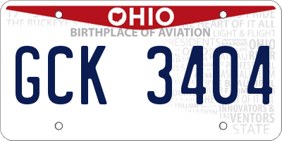 OH license plate GCK3404