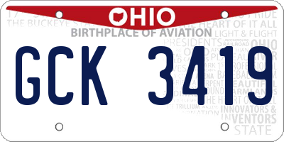 OH license plate GCK3419