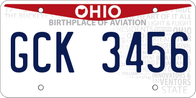 OH license plate GCK3456