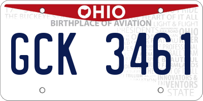 OH license plate GCK3461
