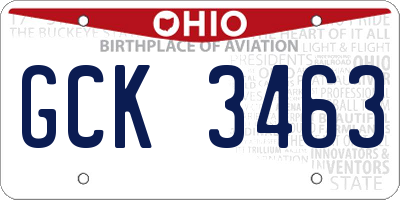 OH license plate GCK3463