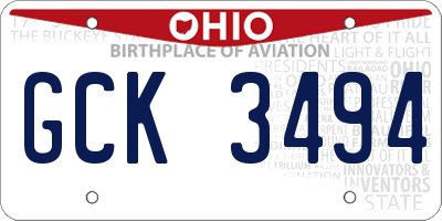 OH license plate GCK3494