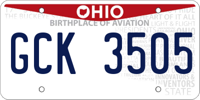 OH license plate GCK3505